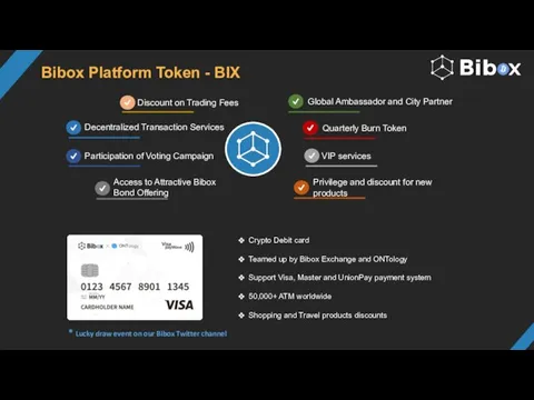 Bibox Platform Token - BIX Crypto Debit card Teamed up by
