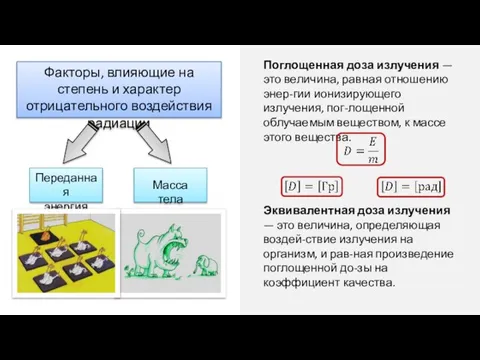 Факторы, влияющие на степень и характер отрицательного воздействия радиации Переданная энергия