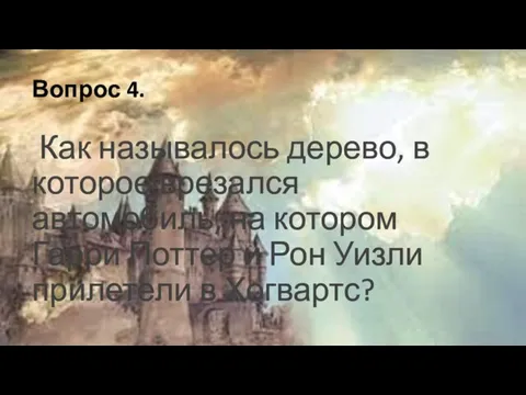 Вопрос 4. Как называлось дерево, в которое врезался автомобиль, на котором