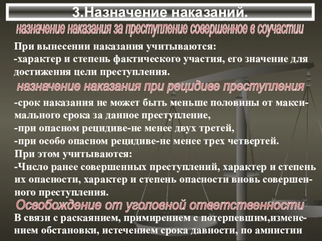 3.Назначение наказаний. назначение наказания за преступление совершенное в соучастии При вынесении