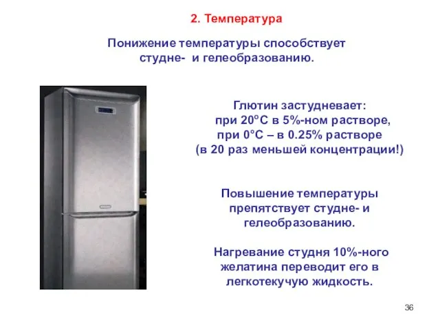 Глютин застудневает: при 20oС в 5%-ном растворе, при 0°С – в