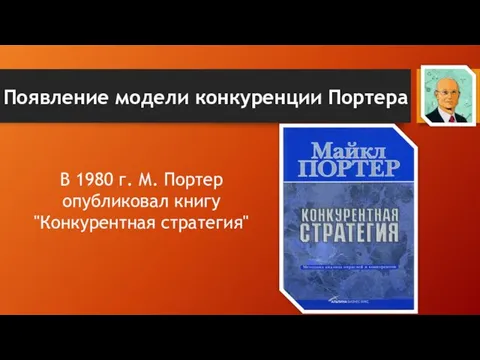 Появление модели конкуренции Портера В 1980 г. М. Портер опубликовал книгу "Конкурентная стратегия"