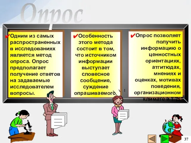 Опрос позволяет получить информацию о ценностных ориентациях, атгитюдах, мнениях и оценках,