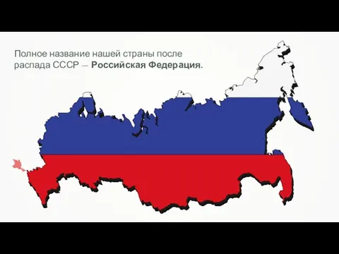 Полное название нашей страны после распада СССР — Российская Федерация.