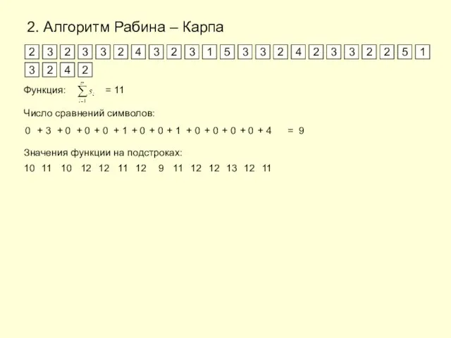 2. Алгоритм Рабина – Карпа 2 3 2 3 3 2