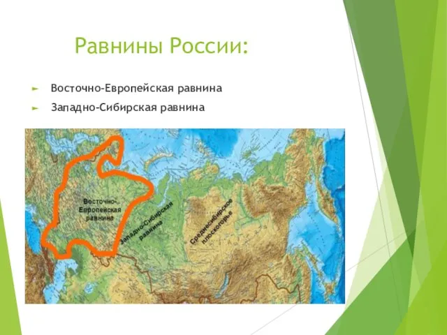 Равнины России: Восточно-Европейская равнина Западно-Сибирская равнина