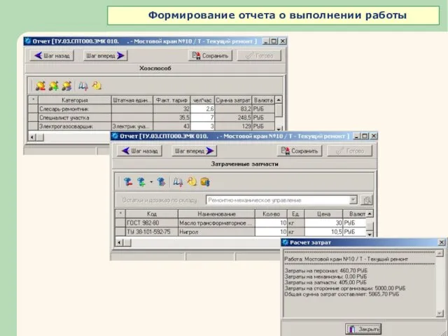 Формирование отчета о выполнении работы