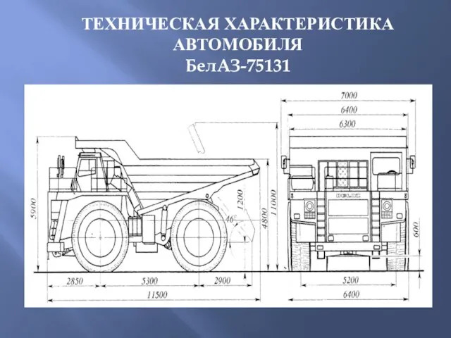 ТЕХНИЧЕСКАЯ ХАРАКТЕРИСТИКА АВТОМОБИЛЯ БелАЗ-75131