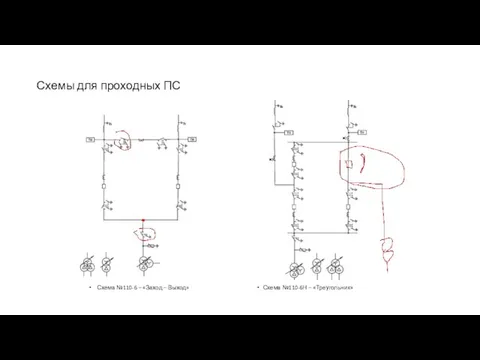 Схемы для проходных ПС Схема №110-6 – «Заход – Выход» Схема №110-6Н – «Треугольник»