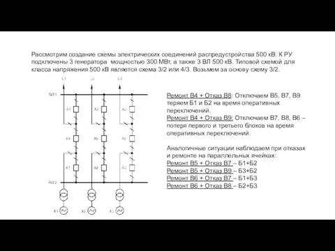 Рассмотрим создание схемы электрических соединений распредустройства 500 кВ. К РУ подключены