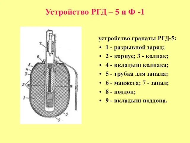 Устройство РГД – 5 и Ф -1 устройство гранаты РГД-5: 1