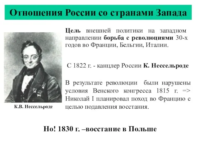 Отношения России со странами Запада Цель внешней политики на западном направлении