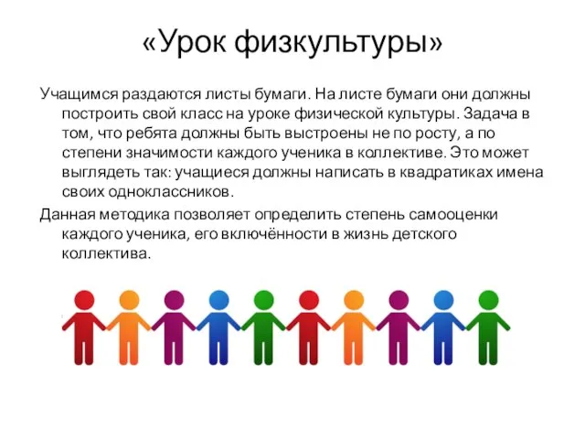 «Урок физкультуры» Учащимся раздаются листы бумаги. На листе бумаги они должны