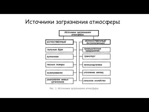 Источники загрязнения атмосферы Рис. 1. Источники загрязнения атмосферы