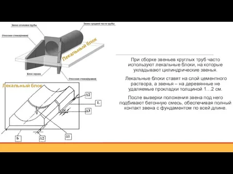 При сборке звеньев круглых труб часто используют лекальные блоки, на которые