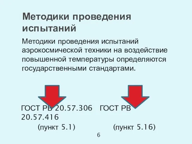 Методики проведения испытаний аэрокосмической техники на воздействие повышенной температуры определяются государственными