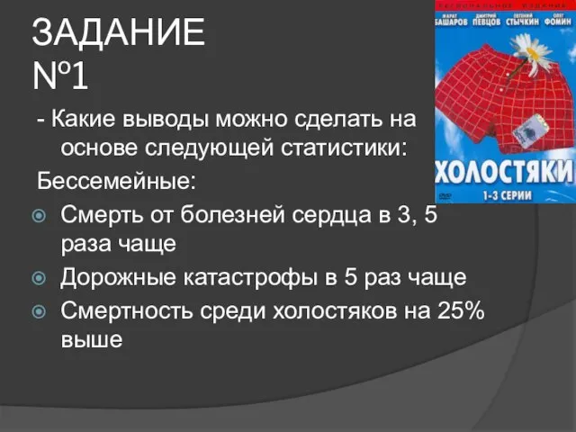 ЗАДАНИЕ №1 - Какие выводы можно сделать на основе следующей статистики: