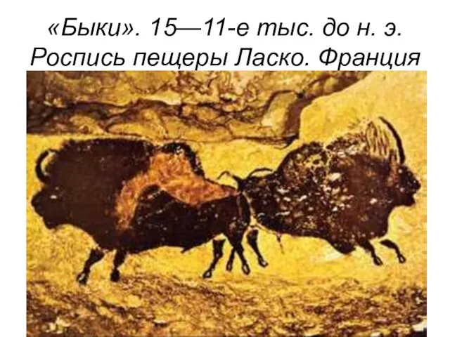«Быки». 15—11-е тыс. до н. э. Роспись пещеры Ласко. Франция