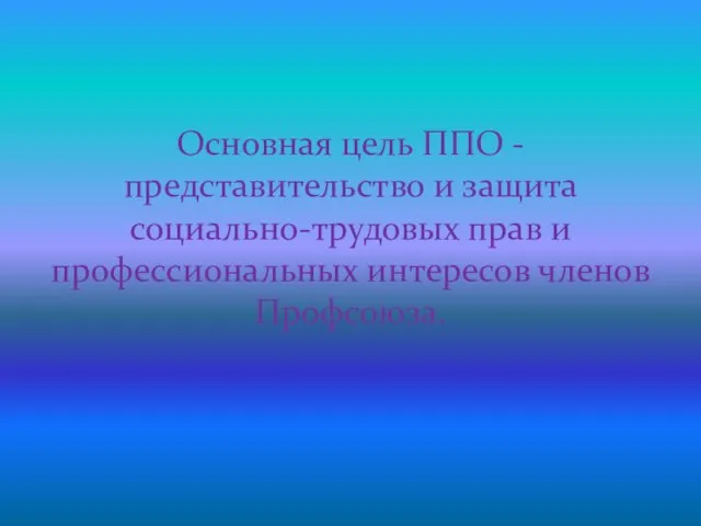 Основная цель ППО - представительство и защита социально-трудовых прав и профессиональных интересов членов Профсоюза.