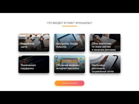 ЧТО ВХОДИТ В ПАКЕТ ФРАНШИЗЫ? ПОЛУЧИТЬ ПРЕЗЕНТАЦИЮ ФРАНШИЗЫ 8 499 322