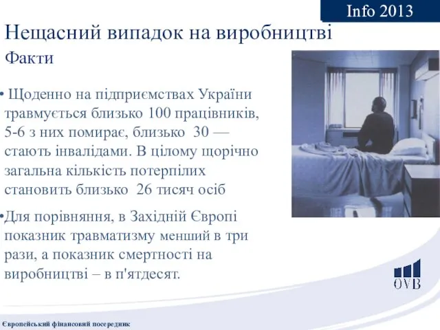 Факти Щоденно на підприємствах України травмується близько 100 працівників, 5-6 з