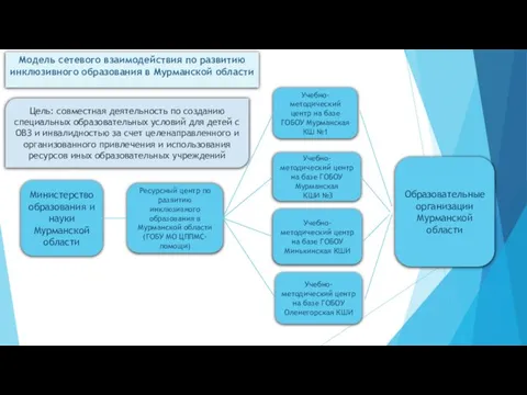 Модель сетевого взаимодействия по развитию инклюзивного образования в Мурманской области Министерство