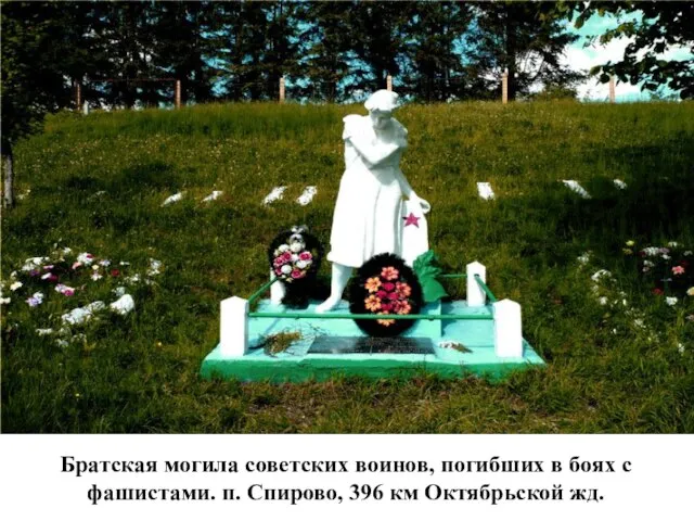 Братская могила советских воинов, погибших в боях с фашистами. п. Спирово, 396 км Октябрьской жд.