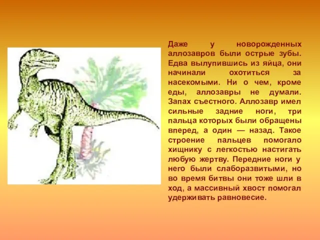 Даже у новорожденных аллозавров были острые зубы. Едва вылупившись из яйца,