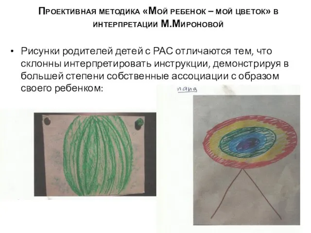 Проективная методика «Мой ребенок – мой цветок» в интерпретации М.Мироновой Рисунки