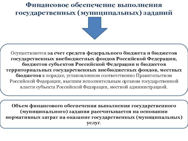 Финансовое обеспечение выполнения государственных (муниципальных) заданий Осуществляется за счет средств федерального