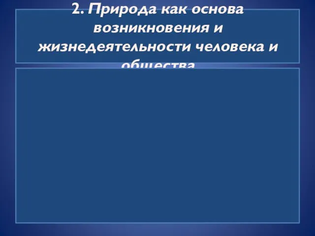 2. Природа как основа возникновения и жизнедеятельности человека и общества