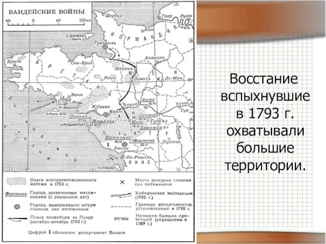 Восстание вспыхнувшие в 1793 г. охватывали большие территории.