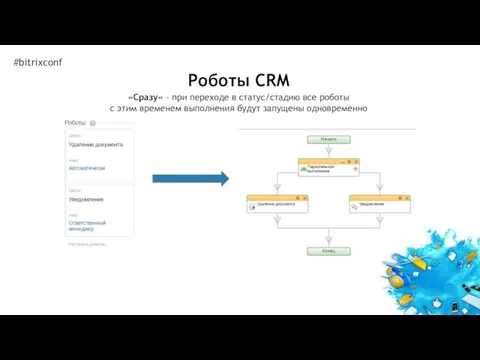 #bitrixconf «Сразу» - при переходе в статус/стадию все роботы с этим