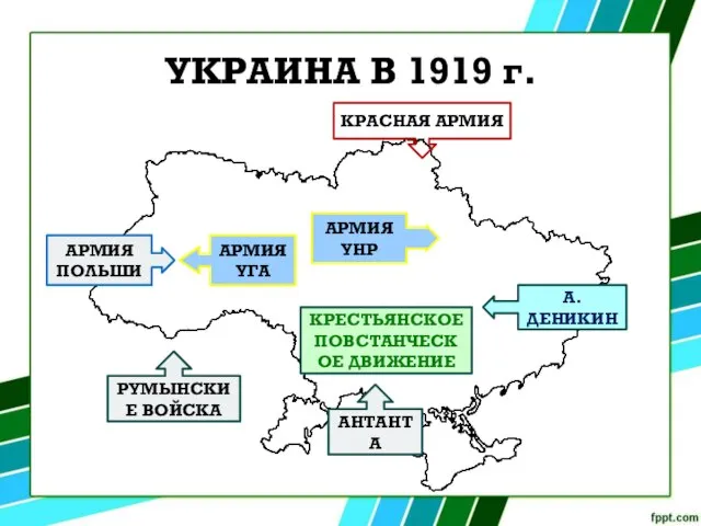 УКРАИНА В 1919 г. КРАСНАЯ АРМИЯ КРЕСТЬЯНСКОЕ ПОВСТАНЧЕСКОЕ ДВИЖЕНИЕ РУМЫНСКИЕ ВОЙСКА