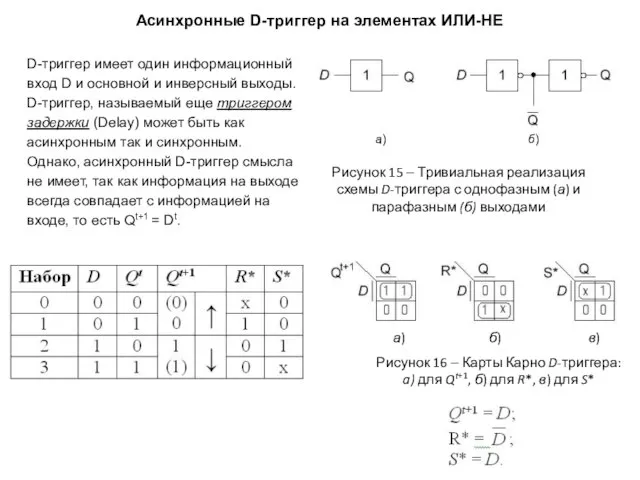 Рисунок 15 ‒ Тривиальная реализация схемы D-триггера с однофазным (а) и