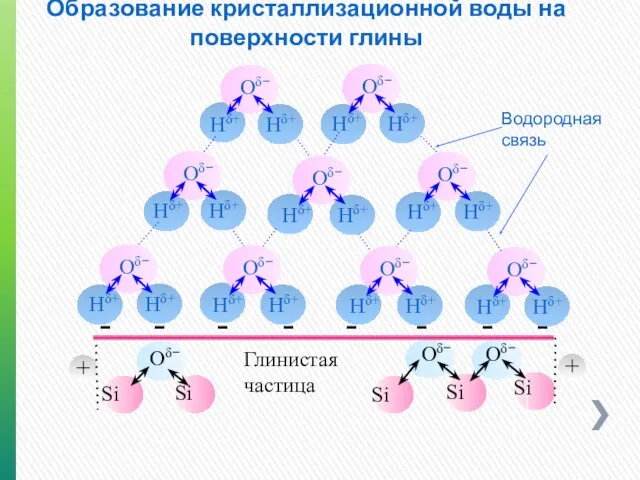 Образование кристаллизационной воды на поверхности глины - - - - -