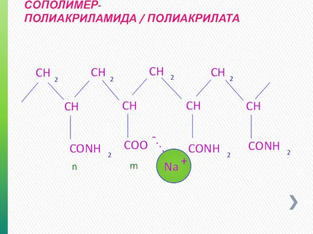 СОПОЛИМЕР- ПОЛИАКРИЛАМИДА / ПОЛИАКРИЛАТА + - Na . . . CH