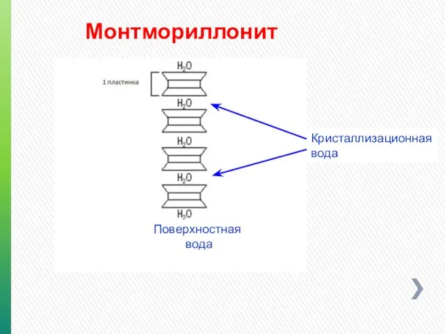 Монтмориллонит Кристаллизационная вода Поверхностная вода