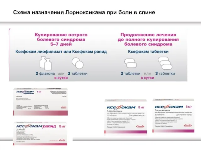 Схема назначения Лорноксикама при боли в спине