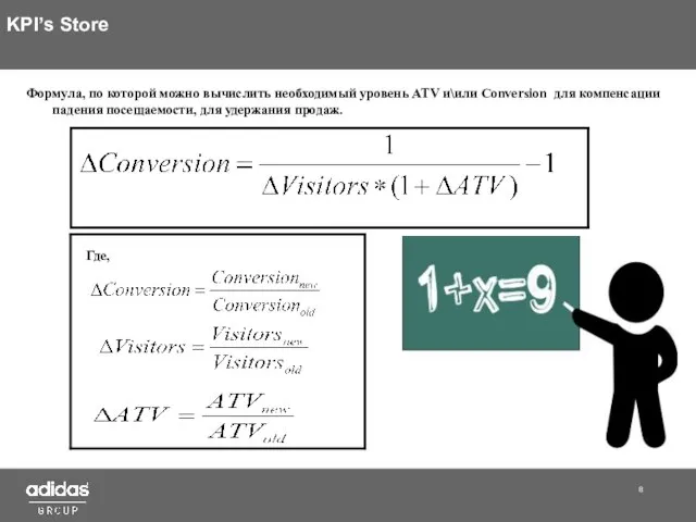 KPI’s Store Формула, по которой можно вычислить необходимый уровень ATV и\или