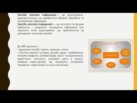 Засоби масової інформації — це розгалужена мережа установ, що займаються збором,