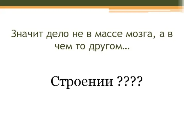 Значит дело не в массе мозга, а в чем то другом… Строении ????