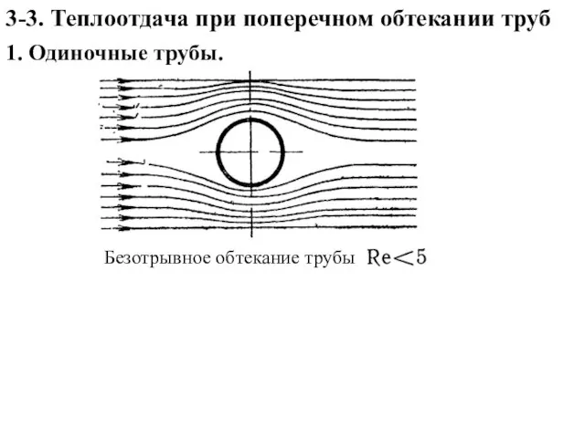 1. Одиночные трубы. 3-3. Теплоотдача при поперечном обтекании труб Безотрывное обтекание трубы