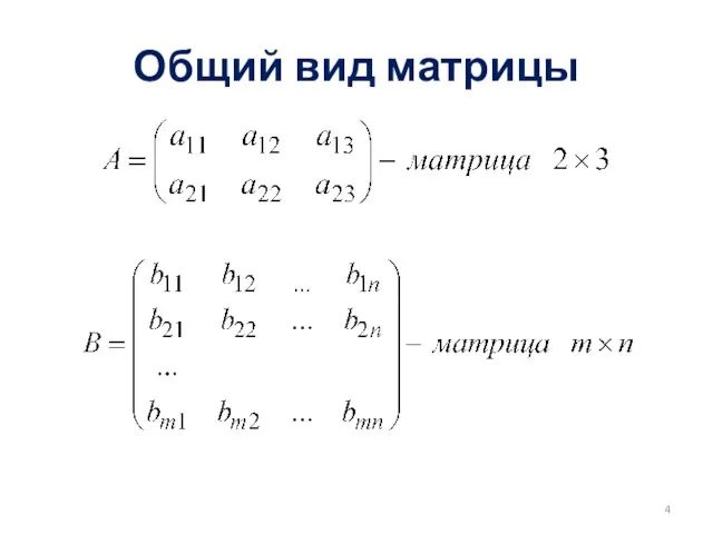 Общий вид матрицы