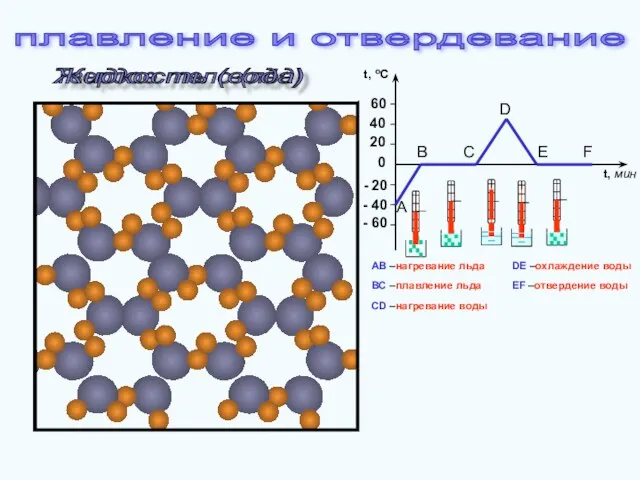 Твердое тело (лёд) Жидкость (вода) - 60 - 40 - 20