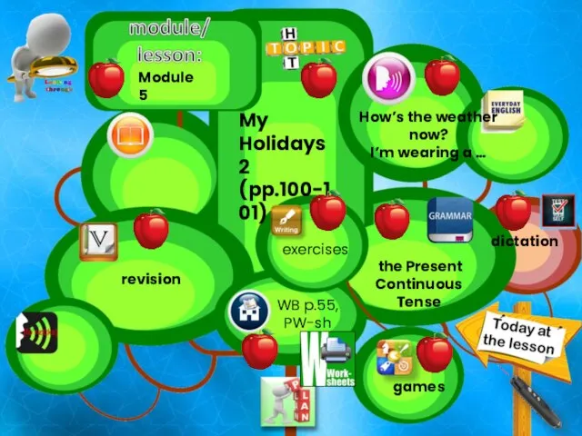 Module 5 My Holidays 2 (pp.100-101) dictation revision games exercises WB