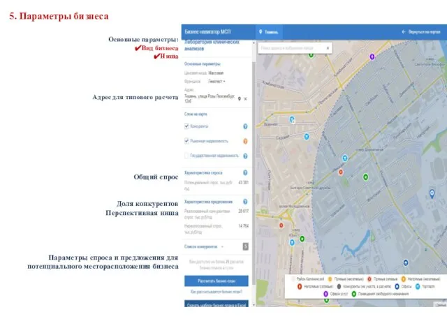 5. Параметры бизнеса Основные параметры: Вид бизнеса Ниша Адрес для типового