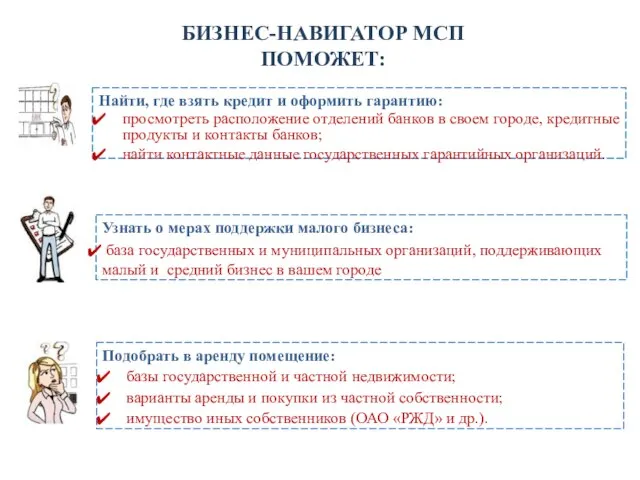 БИЗНЕС-НАВИГАТОР МСП ПОМОЖЕТ: Найти, где взять кредит и оформить гарантию: просмотреть