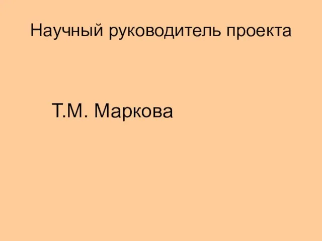 Научный руководитель проекта Т.М. Маркова