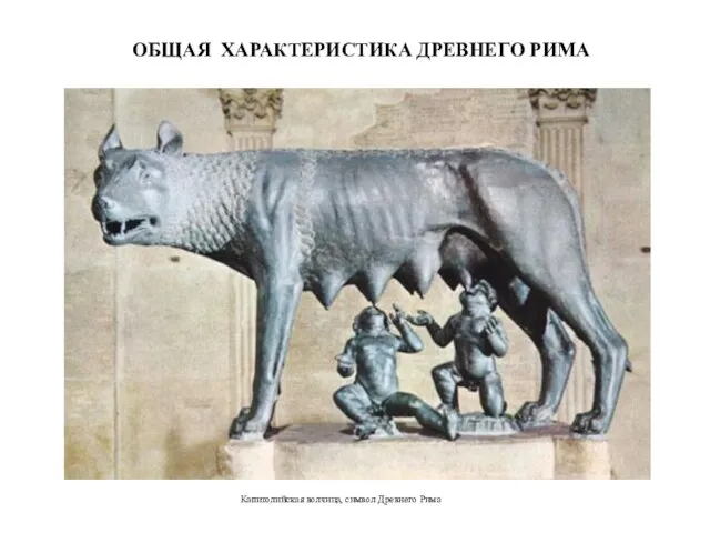 ОБЩАЯ ХАРАКТЕРИСТИКА ДРЕВНЕГО РИМА Капитолийская волчица, символ Древнего Рима